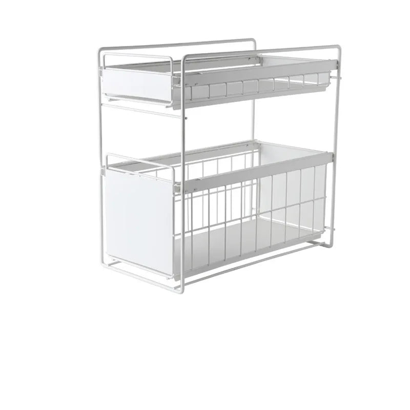 2-Tier Kitchen Cabinet Organizer with Sliding Storage Drawer for Under Sink