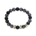 Fashion Jewelry Rhodium Plated Gold Color Engraving Beads 8mm Malachite Stone Beaded Bracelet for Men