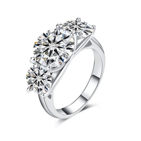 3 Stone 5Carat Moissanite Engagement Rings D Color VVS1 925 Sterling Silver Anniversary Wedding Promise Ring for Women