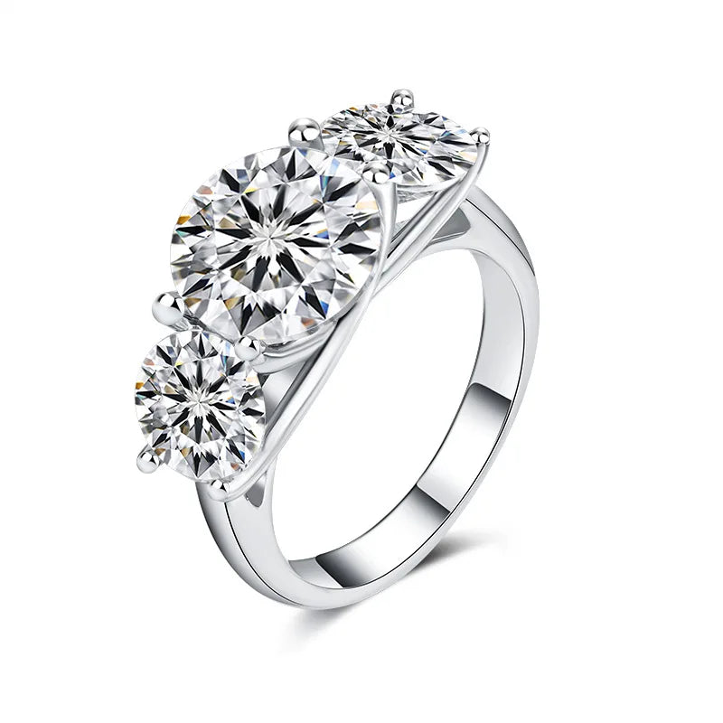 3 Stone 5Carat Moissanite Engagement Rings D Color VVS1 925 Sterling Silver Anniversary Wedding Promise Ring for Women