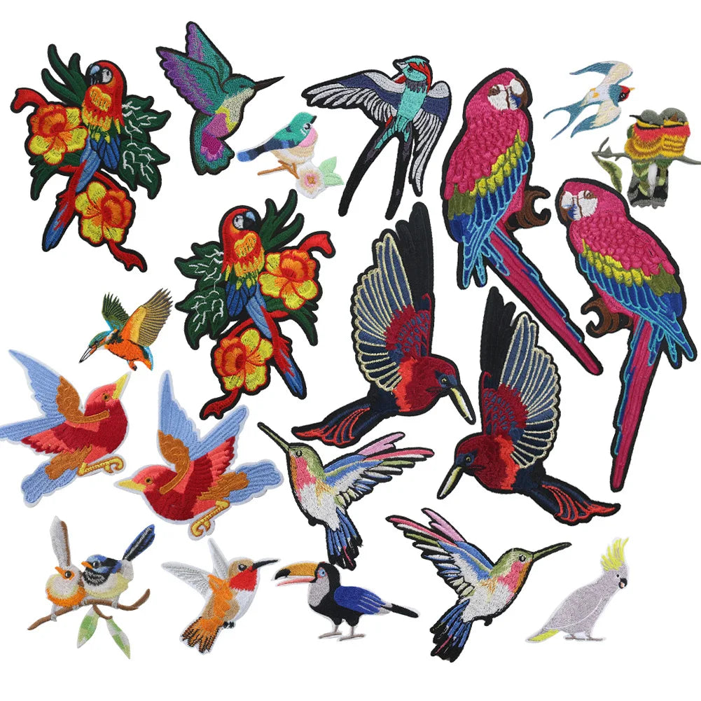 Iron on Exquisite Embroidered Various Shape Birds Patch with PVC and Fabric Eco-Friendly Nonwoven Felt
