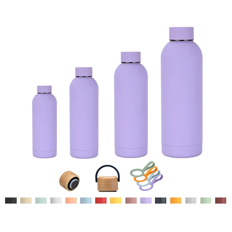 Beauchy Outdoor Camping Travel Reusable Portable Stainless Steel Double Wall Vacuum Insulate Flask Water Bottle with Handle