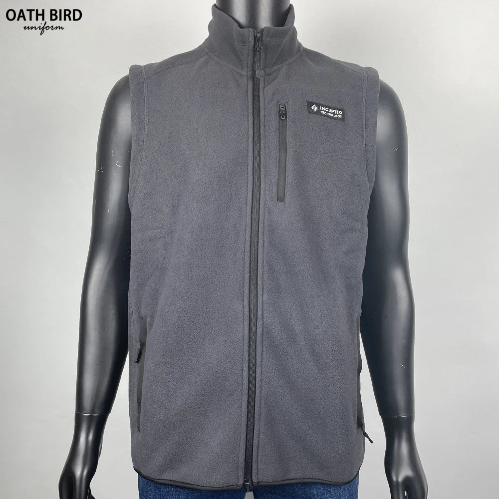 Customized Company logo Fleece Vest Sleeveless Company Staff Team Work Uniforms Stand up Lined Tank Top Polar Fleece Vest