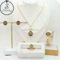 Png Jewelry Black Stainless Steel Gold Plated B Element Bracelet Earrings Jewelry Enamel Women Girls Gift Sets