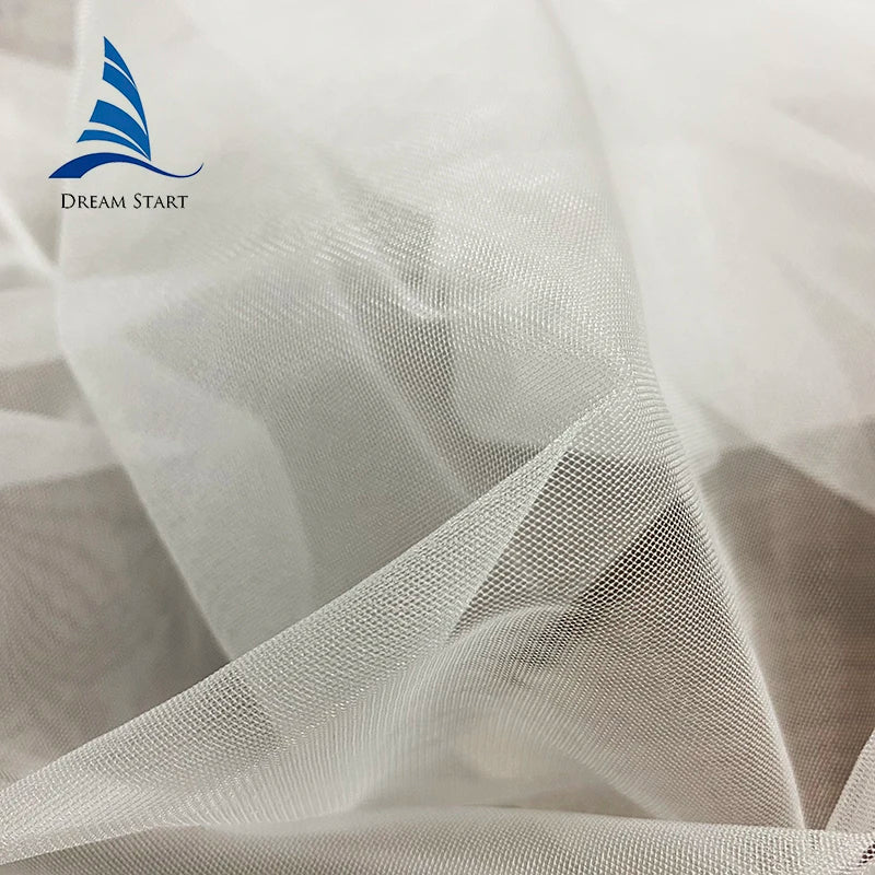 In Stock High Elastic Nylon Fabric Mesh 63\" White Transparent Thick Diamond Tulle Mesh for Girls' Dresses for Air Filter Nylon