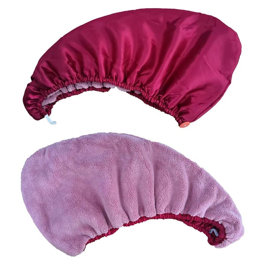 Quick Dry Microfiber Satin Hair Towel Wrap for Hair Care Silk Cover Turban Cap