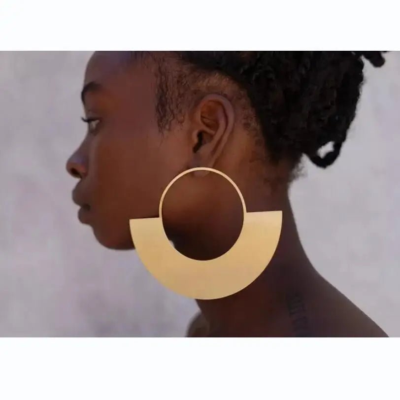 2025 New Arrivals Jewelry Design Oversized Big African Statement Earrings Fan Shaped Large Mirror Acrylic Drop Hoop Earrings