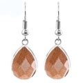 Fashion Jewelry Simple Design Water Drop Natural Blue Goldstone Purple Stone Earrings Women