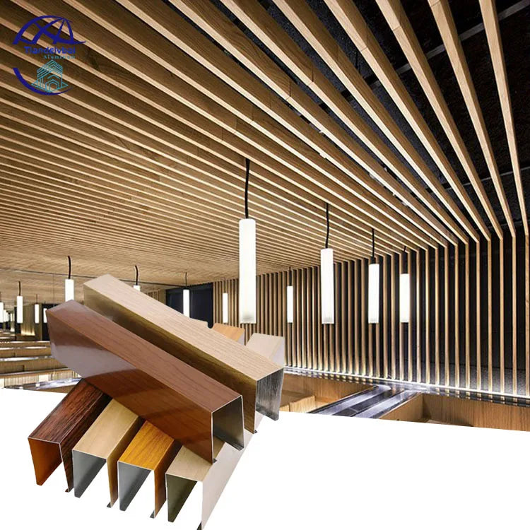 U Shape Square Tube Aluminum Baffle Linear Ceiling Metal Baffle Suspended Aluminum Ceiling