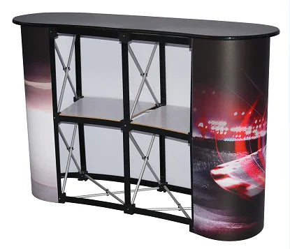 Trade Show Advertising Heavy Duty Floor Standing Aluminum Tube Pop up Stand Portable Reception  Counter Promotion Table Counter
