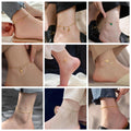 2024 Trendy Women Stainless Steel Rose Gold Foot Ankle Bracelet Cute Bohemia Heart Anklets Chain for Women Foot Accessories