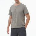Ready to Ship Men's Gym Fitness Workout Sports Shirt Quick Dry Casual Loose Yoga Plus Size Round Collar With Custom Logo Print