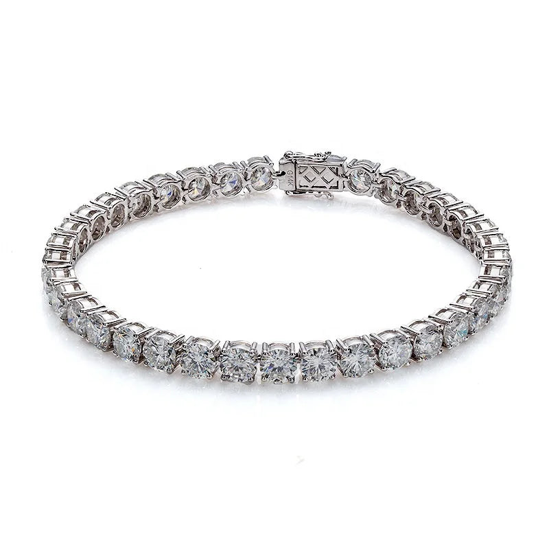 925 Sterling Silver Women's Charm Bracelets Gemstone OEM ODM Customized 3.0mm 5.0mm Round Cut Moissanite Tennis Bracelet