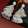 KAIMEI 2025 New Arrival Fashion Jewelry Silver Needle Glass Trumpet Flower Tassel Earrings Layered Silver Beaded Earrings