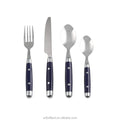 Luxury PP Handle Red Black Blue Stainless Steel Cutlery Set Custom Logo for Hotel Wedding