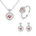 CZCITY Fine Heart Necklace Lady Pendant Wedding Chain Earring Ear Ring for Woman Jewelry Set
