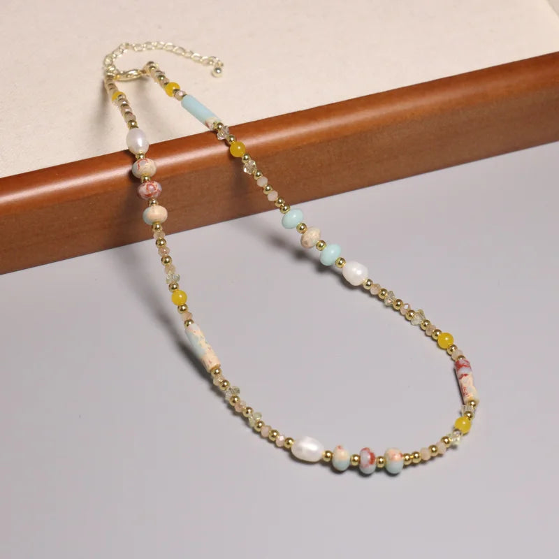 Natural Shoushan Stone Pearl Charm Beaded Necklace Faceted Citrine Healing Energy Braided Bracelets Shoushan Stone Choker Unisex
