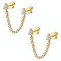 Gemnel Hot Selling 925 Sterling Silver Double Piercing Pear Rainboe Diamond Loop Stud Earrings