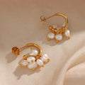 Dreamshow Baroque Pearl Hoop Earrings Non Tarnish Gold Plated Stainless Steel Hoop Earring Womens Hoop Earrings