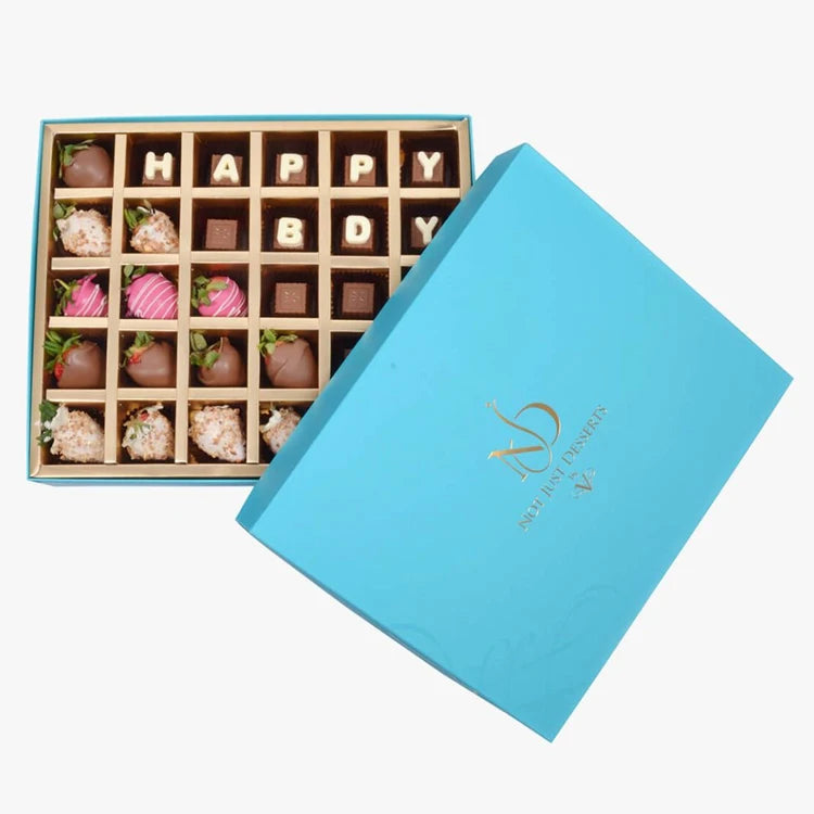 Hot Sale Custom Chocolate Gift Box with Rigid Strawberries Design UV Coating Matt Lamination for Food Packaging Paper Divider