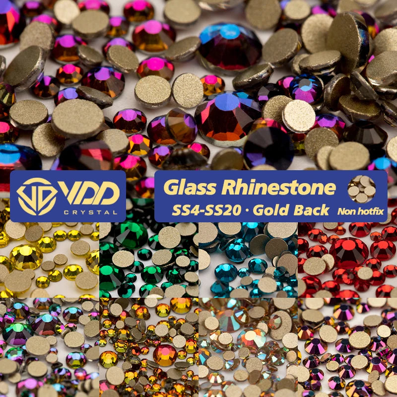 VDD Wholesale SS4-SS20 High Quality Glass Rhinestones Crystal Glod Back Flatback Strass Stones Nail Art DIY Crafts Decorations