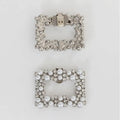 Wedding Shoe Jewel Ivory White Pearl Clip Shoe Decorations Square Rhinestone Alloy Buckle Shoe Clip for Bridal