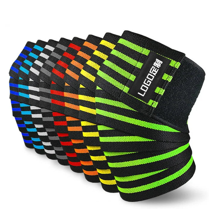 Customized Logo Adjustable Compression Neoprene Unisex Workout Gym Elastic Squats Knee Support Strap Wraps