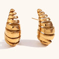 New Arrival Hollow Chunky Croissant Earrings Stainless Steel 18k Gold Plated Hypoallergenic Light Hollow Teardrop Earrings