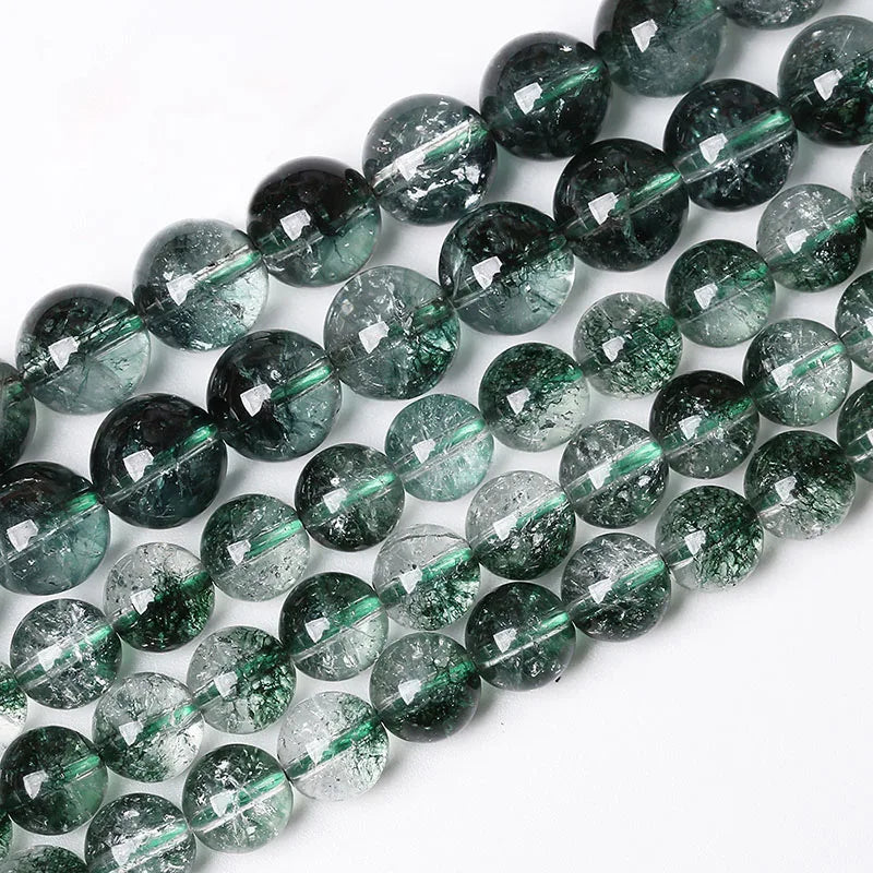 New Arrival Natural Round Green Phantom Quartz Stone Beads for Bracelets Jewelry Making 6mm 8mm 10mm 38CM