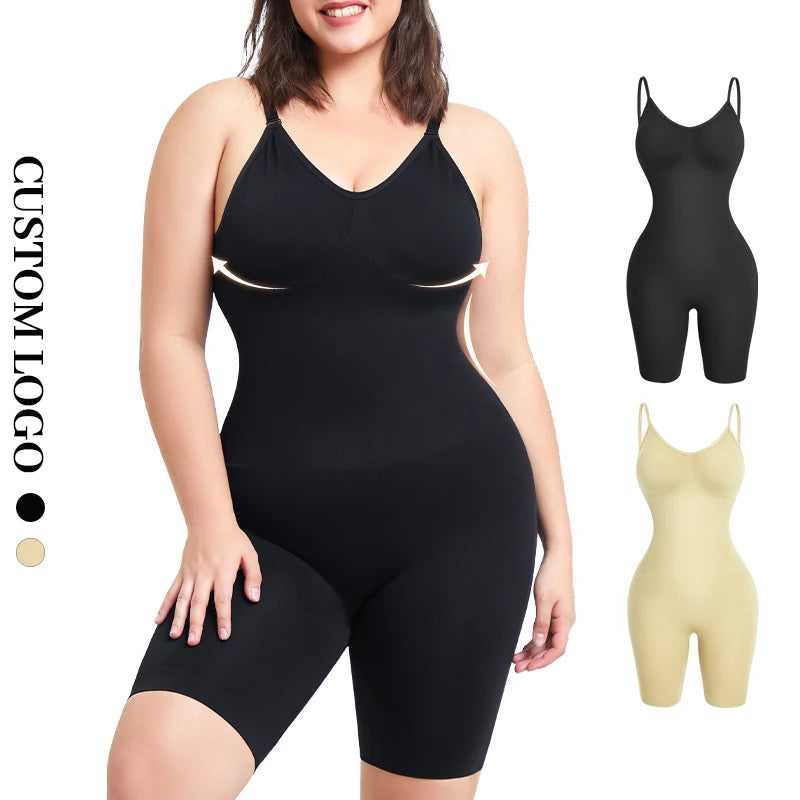 Women Plus Size Nylon Spandex Tummy Control Butt Lifter Slimming Waist Trainer Corset Shaper Bodysuit Seamless Shapewear