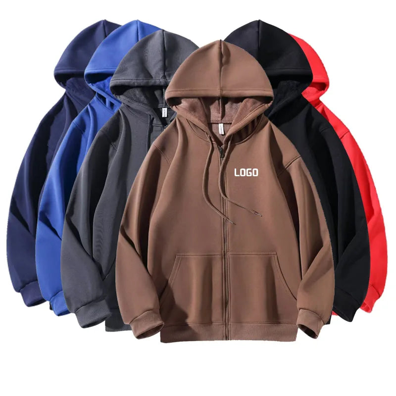 Wholesale High-quality Zipper Hood Fashion Casual Men's and Women's Universal Oversized Blank Printable Embroidery Hoodie