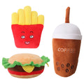 Pet Plush Toy Hamburg French Fries Coffee Cup Squeaky Food Dog Toy