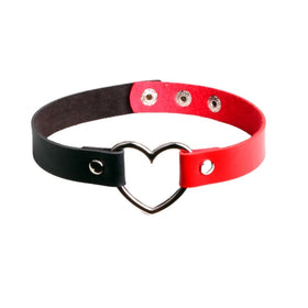 AA01320 Fashion Simple Wide Pu Multi Color Adjustable Leather Big Heart Choker Necklace Women Daily Jewelry