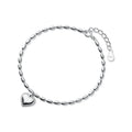 \Sweet Love Heart Charm 925 Sterling Silver Olive Bead Chain Bracelet Gift for Her Best Friend