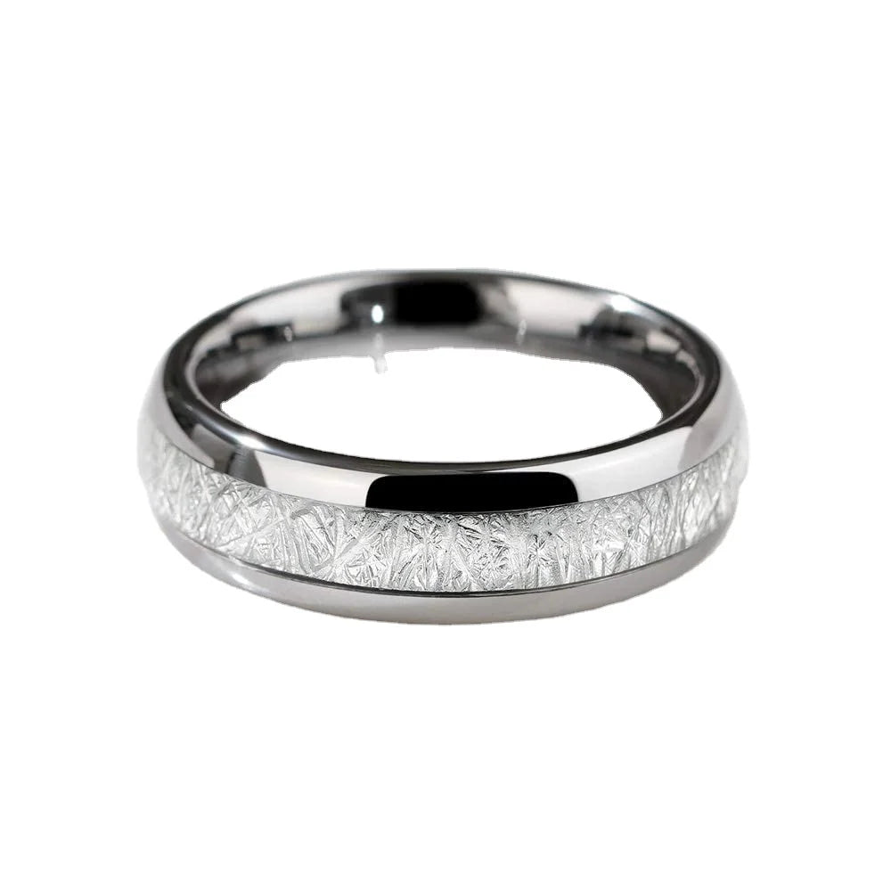 2025 Fashion Jewelry Tungsten Steel Wedding Ring Silver Polished Ring Gift