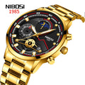 NIBOSI 2503 Custom Made Brand Private Label Slim Gold Quartz Wristwatches Men Stainless Steel Logo Watches