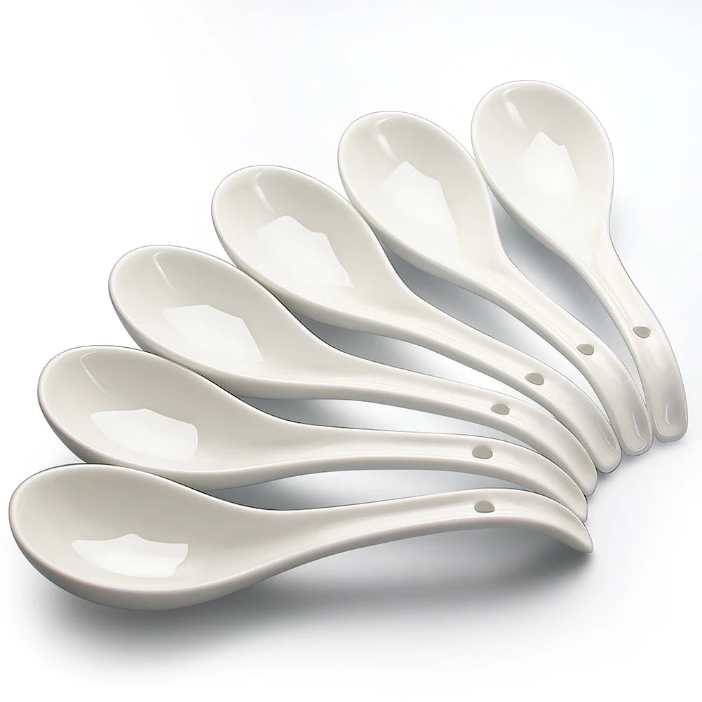 Oriental Soup Dumpling Spoon Ceramic Chinese Food Spoon for Noodles