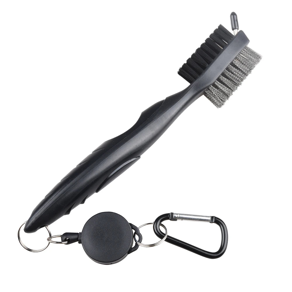 Wholesale Retractable Zip-Line Golf Club Cleaner Double-Side Nylon & Steel Putter Wedge Ball Cleaning Brush Multi-Color