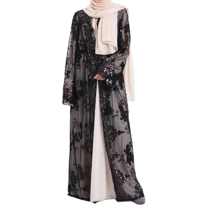 Muslim Dress Fashion Luxury Embroidery Sequins Middle East Dubai Abayas Turkey Kaftan Long Islamic Clothing Femme Arabic Vestido
