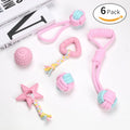 Cartoon 6-Pack Pet Interactive Molar Toy Set Linen Cotton Rope with Bite Resistant TPR Balls for Dog Cat Teeth Grinding Cleaning