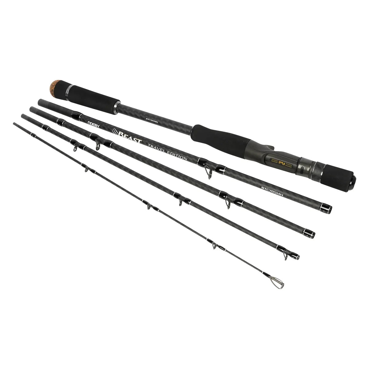 Noeby Beast 4 Section High Carbon SIC Guides Spinning Pea Cork Freshwater Casting Expedition Fishing Rod
