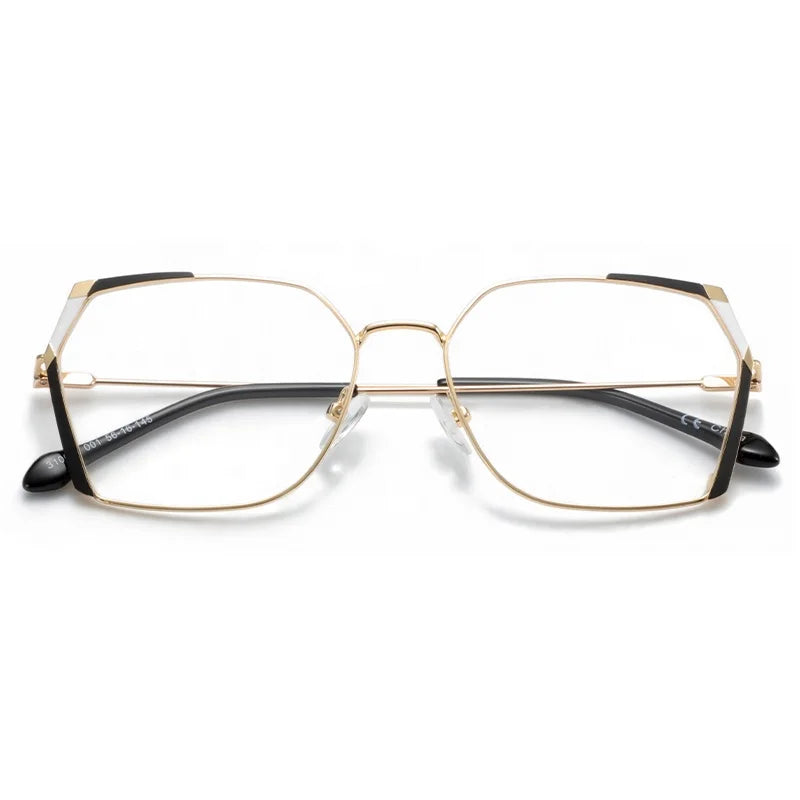 Custom logo Polygon and Irregular Style Resin Lenses Metal Female Women Frames Glasses Optical Eyewear Eyeglasses
