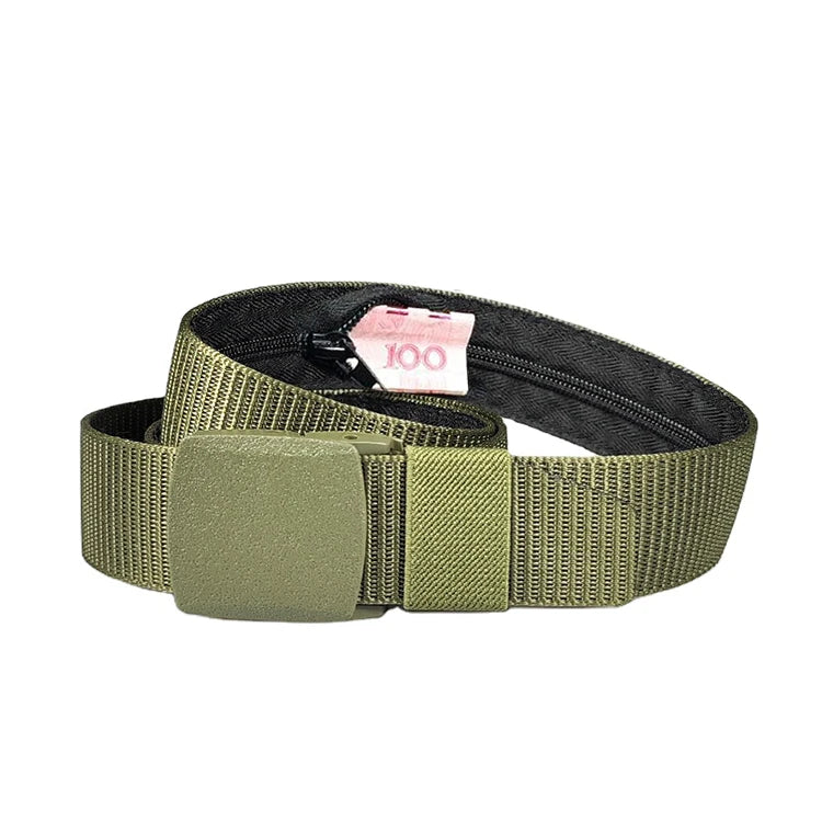 Outdoor Raining Women Men Casual Plastic Buckle Security Travel Secret Container Hidden Pocket Waist Fabric Nylon Belt Money