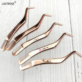 OEM DIY Lash Applicator Tools Stainless Steel Cluster Lash Tweezers Curved Eyelash Tweezer With Comb for Lash Extension