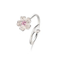 FY-JZ557 925 Silver Original Cherry Handmade Flower Rings for Fashion pink Jewelry New Design