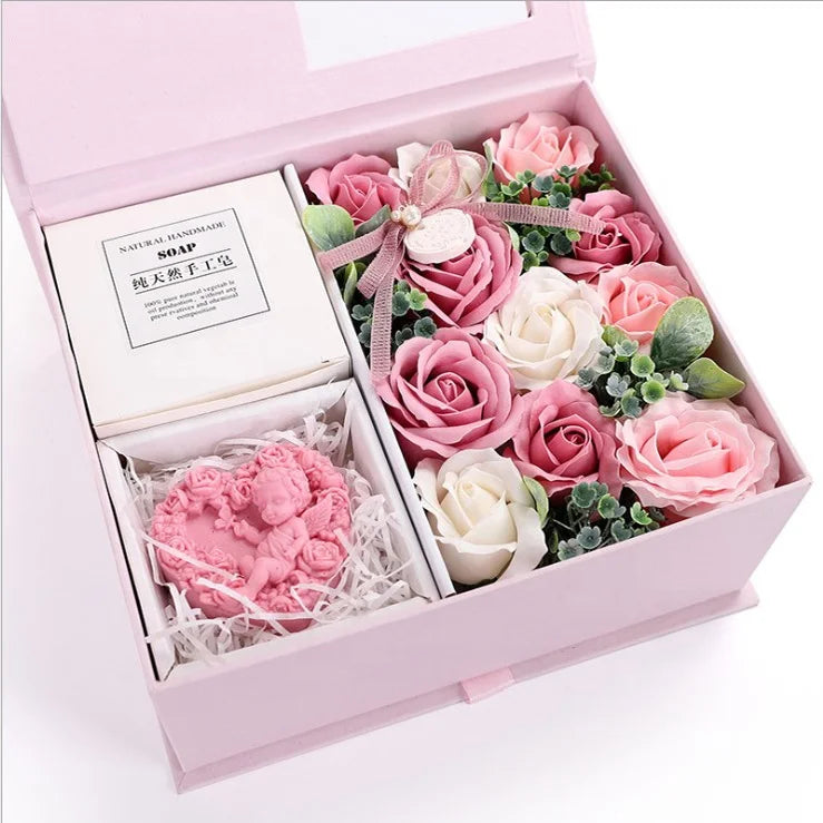 Soap Flower Rose Flower Soap Flower Gift Box Valentine's Day Christmas Gift with Handmade Soap Bouquet Gift Box