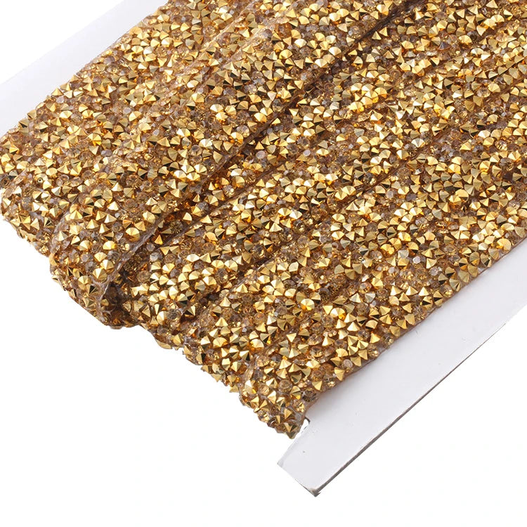 Wholesale Customizable Resin DIY Adhesive Hotfix Diamond Banding Sheet Stretch Rhinestone Tape Crystal Rhinestones for DIY