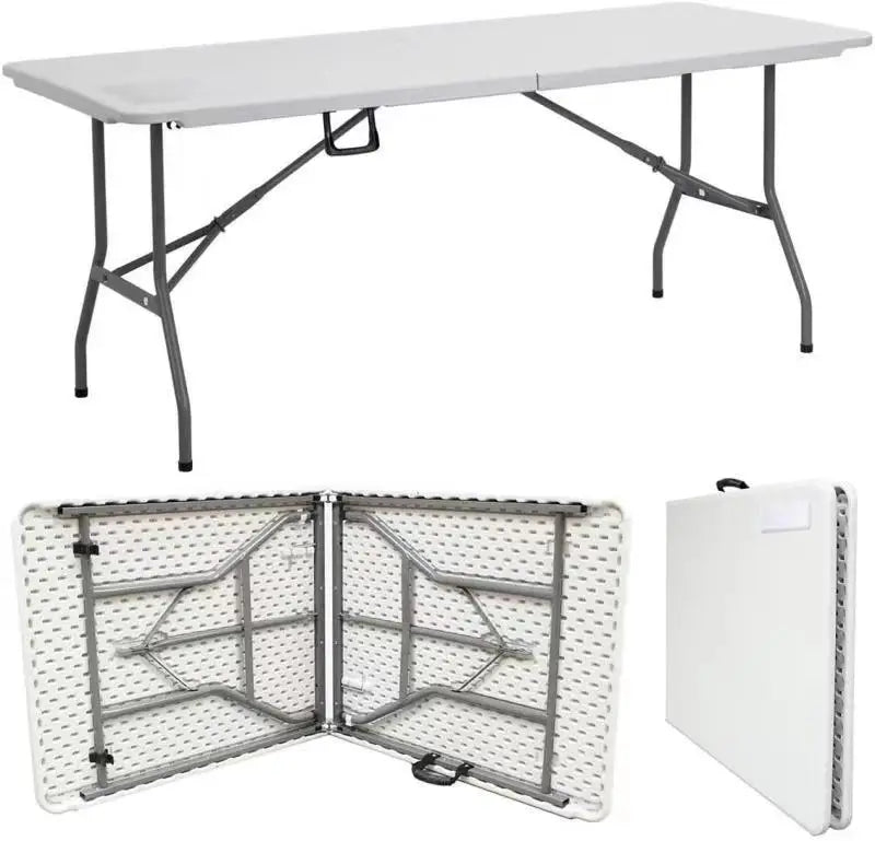 Hot Sales Cheap Durable HDPE Plastic Middle Folding Table Rectangle Folding Table