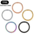 316L Stainless Steel Silver/Gold Plated Hinged Segment Seamless Clicker Ring Nose Ring Hoop Septum Helix Earrings Women Man