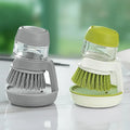 Kitchen Pressing Washing Scrubber Dishes Pot Pan Kitchen Sink Refillable Soap Dispensing Palm Scrub With Storage Stand Holder